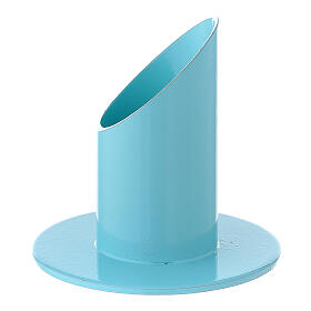 Light blue metal candle holder 1 1/2 in