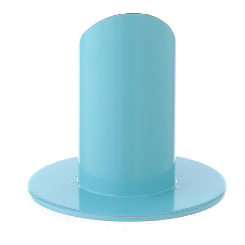 Light blue metal candle holder 1 1/2 in 3
