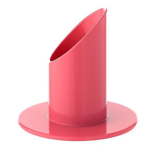 Raspberry pink metal candle holder 1 1/4 in 2