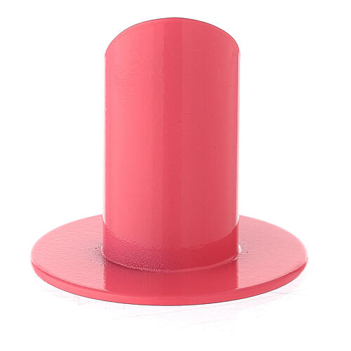 Raspberry pink metal candle holder 1 1/4 in 3