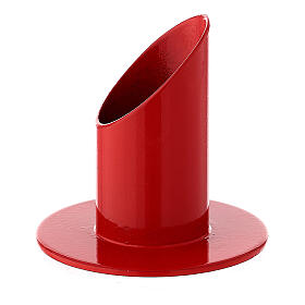 Red metal candle holder 1 1/4 in