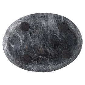 Oval stone candle holder plate 5x4 in