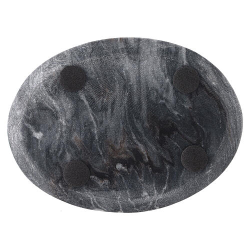 Oval stone candle holder plate 5x4 in 2