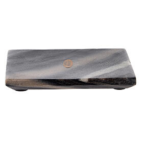 Natural stone rectangular plate with candles, 13x10 cm