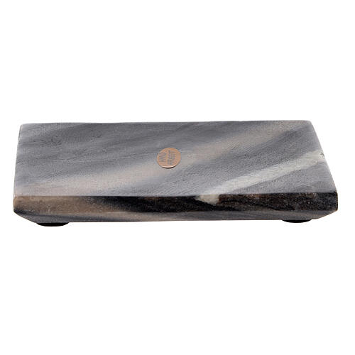 Natural stone rectangular plate with candles, 13x10 cm 1
