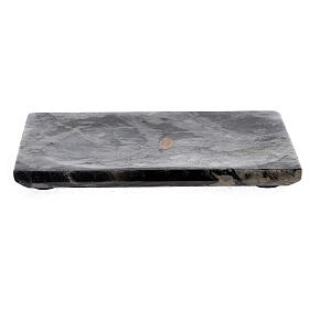 Flat rectangular candleholder in stone, 20x14 cm