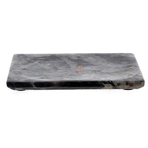 Flat rectangular candleholder in stone, 20x14 cm 1