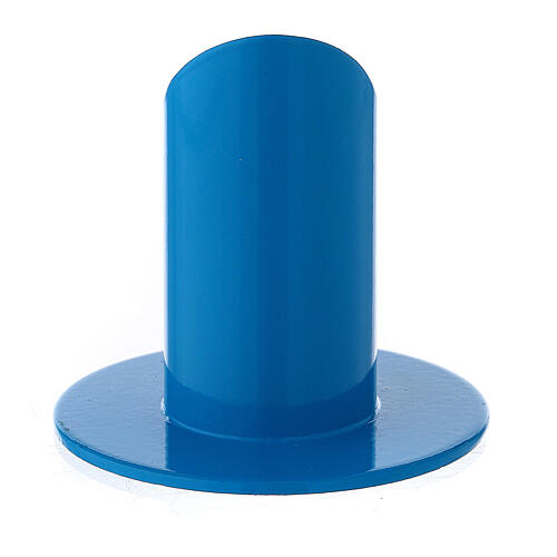 Schräger blauer Kerzenhalter aus Eisen, 3 cm 3