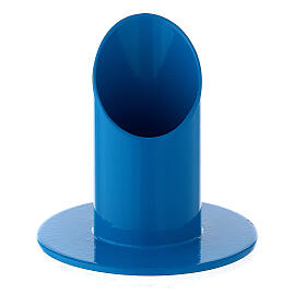 Blue oblique iron candle holder, 3 cm