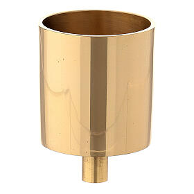 Golden brass candle holder with screw, 5 cm