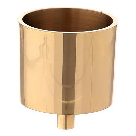 Golden brass candle casing with screw, 6 cm