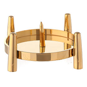 Candlestick with spike polished gold plated brass 4 in