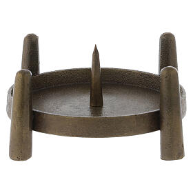 Base porta-vela latão dourado efeito antigo pino 10 cm