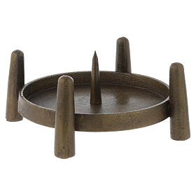 Base porta-vela latão dourado efeito antigo pino 10 cm