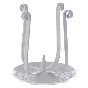 Candle holder, white metal, curved arms, 3-5 cm candle
