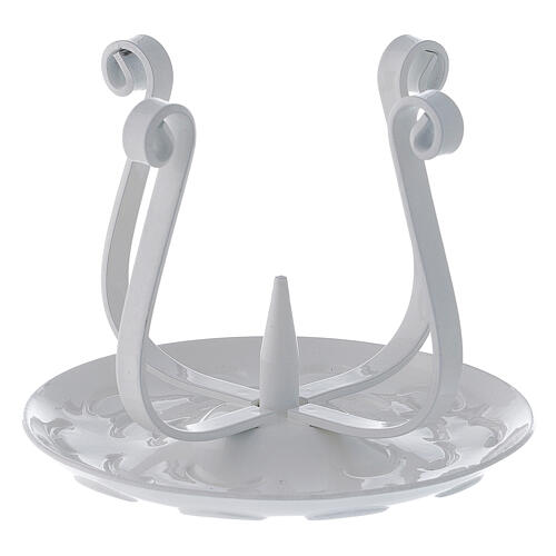 Decorated candle holder, white metal, 3-5 cm candle 1