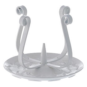 White candle holder iron spike curled ends for 3-5 cm candles 