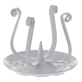 White candle holder iron spike curled ends for 3-5 cm candles 