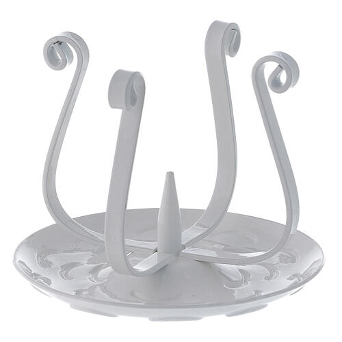 White candle holder iron spike curled ends for 3-5 cm candles  2
