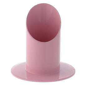Candle holder of pastel pink metal, 4 cm candle