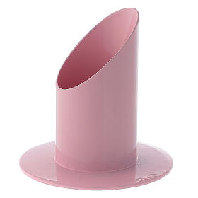 Candle holder of pastel pink metal, 4 cm candle