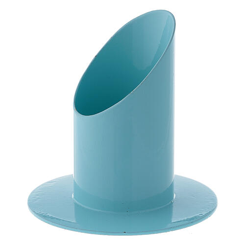 Candle holder of pastel light blue metal, 4 cm candle 2