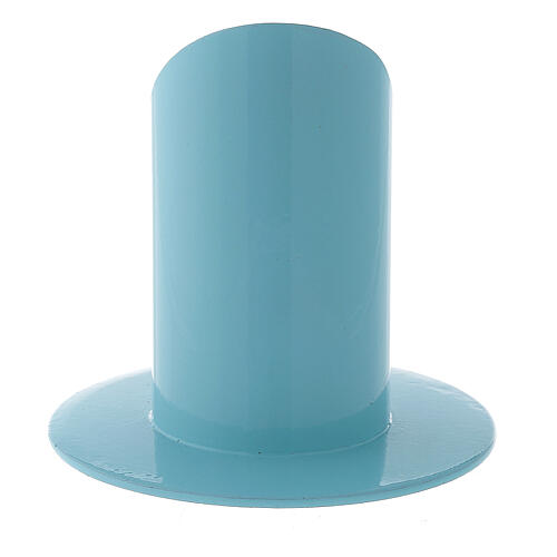 Candle holder of pastel light blue metal, 4 cm candle 3