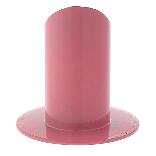 Portavela rosa frambuesa hierro corte oblicuo 4 cm 3