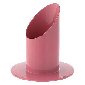 Porta-vela rosa framboesa metal corte oblíquo 4 cm