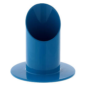 Electric blue candle holder, metal, 4 cm diameter