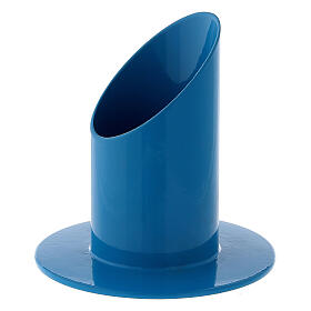 Electric blue candle holder, metal, 4 cm diameter