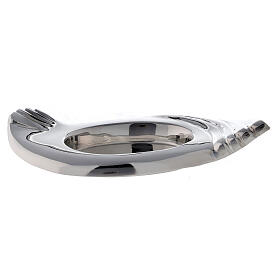 Portacandela ottone nichelato design ali 7x5 cm