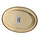 Oval candle holder plate with raised edge 9x6 cm in golden brass s3
