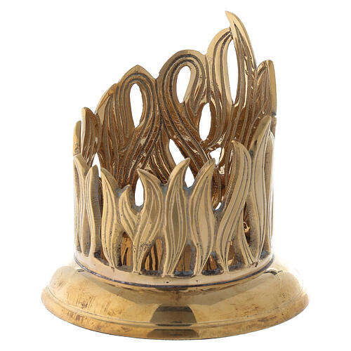 Brass golden flames case candle holder 7 cm 2