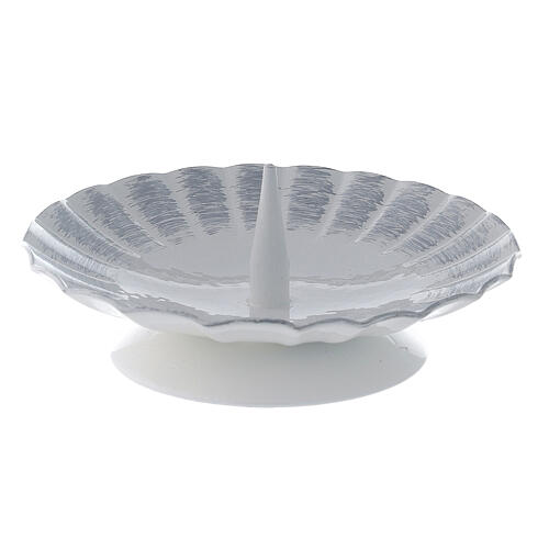 Porta-vela ondulado ferro branco prateado pino vela 9,5 cm 1