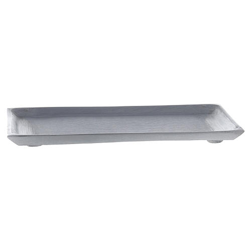 Plate candle holder rectangular brushed nickel-plated brass 23x13 cm 1