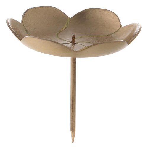 Advent wreath candle holder, lotus shape, brushed brass, 10 cm 1