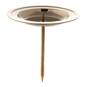 Porta-vela circular para Advento com pino, latão polido diâmetro 8,5 cm
