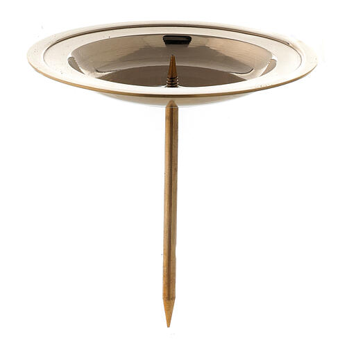 Porta-vela circular para Advento com pino, latão polido diâmetro 8,5 cm 1