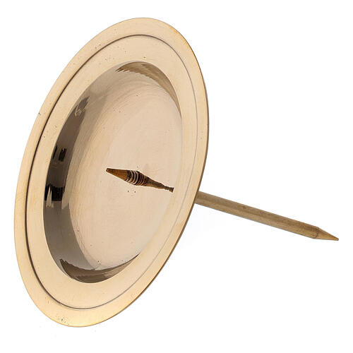 Circular advent candle spike in polished brass 8.5 cm 2