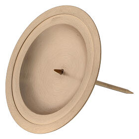 Porta-vela circular para Advento com pino, latão acetinado diâmetro 10 cm e borda sobrelevada