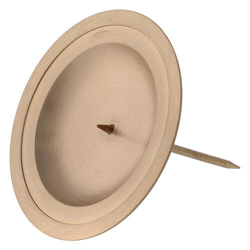Porta-vela circular para Advento com pino, latão acetinado diâmetro 10 cm e borda sobrelevada 2