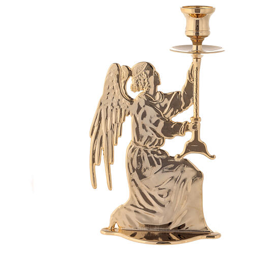 Kerzenhalter aus vergoldetem Messing, Engel, 15x25x5 cm 1