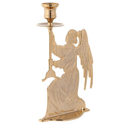Angel-shaped candlestick of gold plated brass, 6x9x2.5 in 2