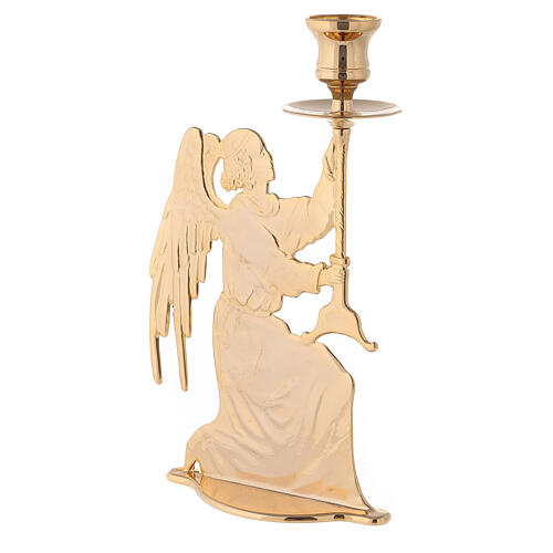 Angel-shaped candlestick of gold plated brass, 6x9x2.5 in 3