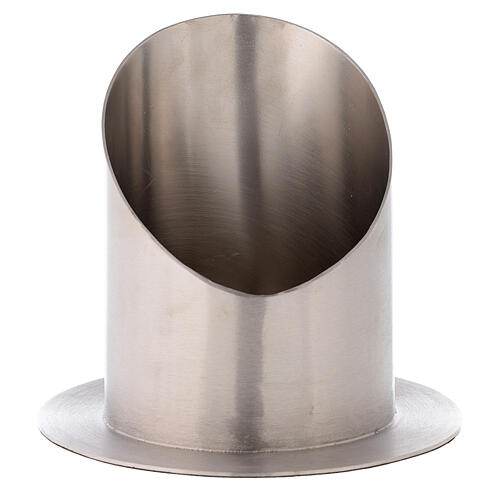 Candle holder with satin silver-plated brass base, 10 cm 1