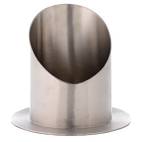 Candle holder with satin silver brass base 10 cm