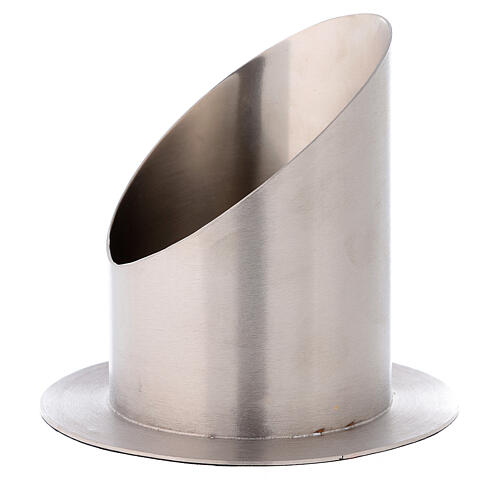 Candle holder with satin silver brass base 10 cm 2