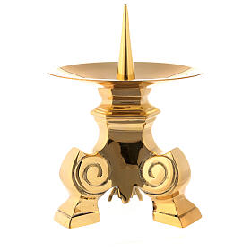 Altar candleholder, gold plated brass, h 12 cm