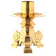 Altar candleholder, gold plated brass, h 12 cm s1